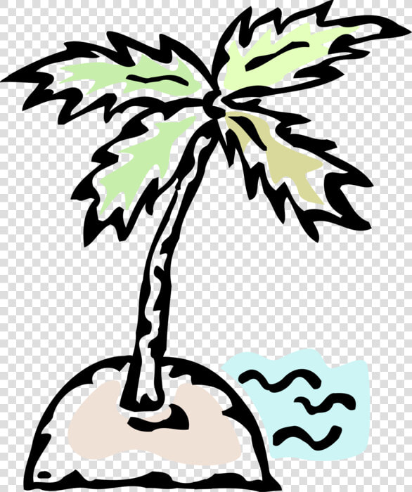 Vector Illustration Of Deserted Island With Palm Tree   Palm Trees Vector Png  Transparent PngTransparent PNG