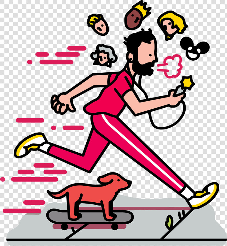 Listening To Music Jogging With Dog   Live Like A Creative Power Down Run While Music Cartoon  HD Png DownloadTransparent PNG