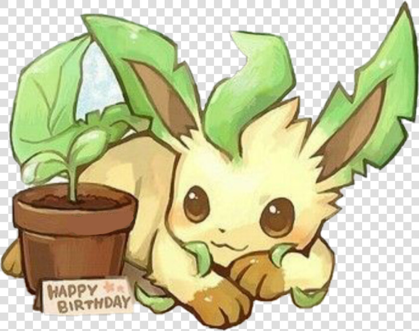  leafeon  pokemon  planta  naturaleza  kawaii  green   Kawaii Leafeon  HD Png DownloadTransparent PNG