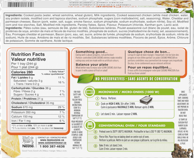 Alt Text Placeholder   Lean Cuisine Lasagna Nutrition Label  HD Png DownloadTransparent PNG