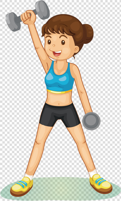 Dumbbell Clipart Sport Training And In Presentations   Girl Lifting Weights Cartoon  HD Png DownloadTransparent PNG