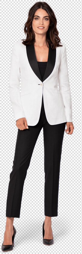 Womens White Tuxedo Jacket With Black Lapels  HD Png DownloadTransparent PNG