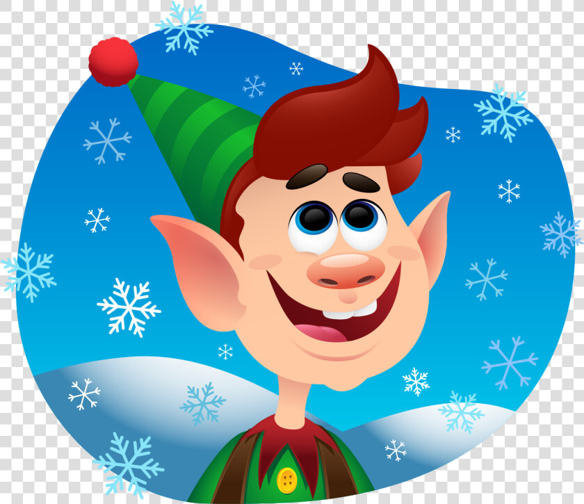 Christmas Elf Snow Snow Flakes Smiling Face Illustator   Cartoon  HD Png DownloadTransparent PNG