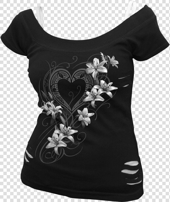 Gothic Lily Off The Shoulder Ripped Top   Damske Tricka Na Ramienka  HD Png DownloadTransparent PNG