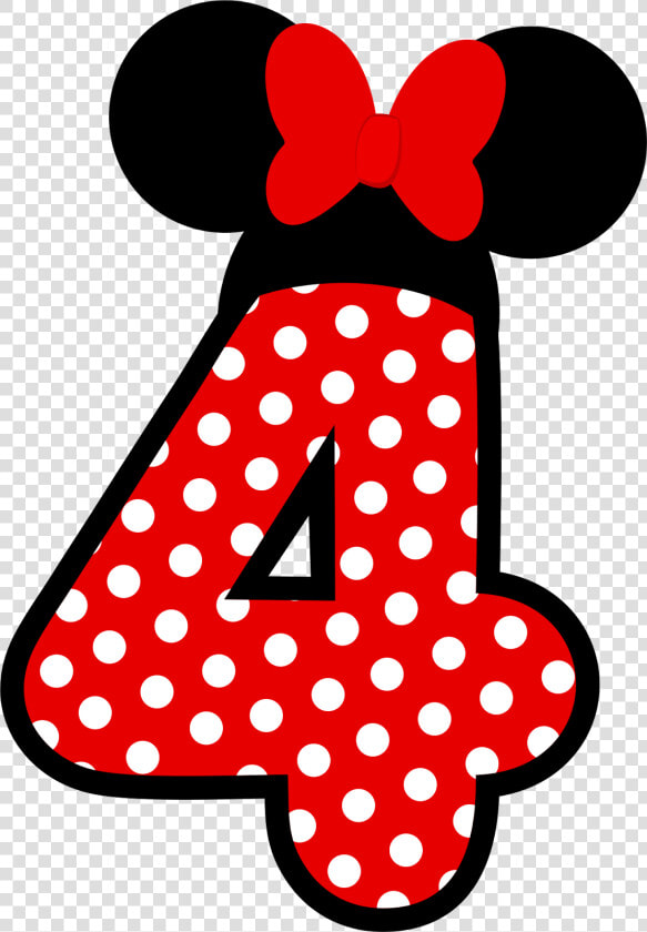 Mickey Party  Mickey Minnie Mouse  Mickey Mouse Birthday    Numero 4 Da Minnie Vermelha  HD Png DownloadTransparent PNG