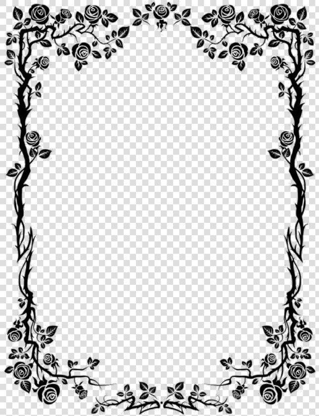  rose  frame  border  square  rectangle  ivy  thorn   Free Flower Border Black And White  HD Png DownloadTransparent PNG