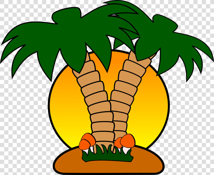 Free Tropical Island With Palm Trees Clip Art   Free Tropical Clip Art  HD Png DownloadTransparent PNG