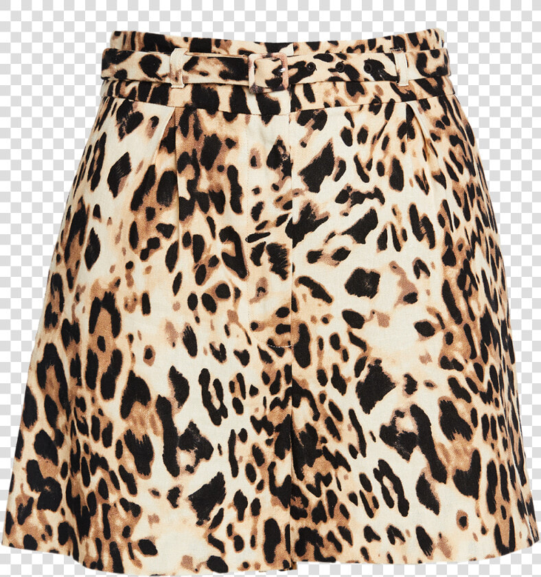 Leopard Linen Short In Colour Butterum   Miniskirt  HD Png DownloadTransparent PNG