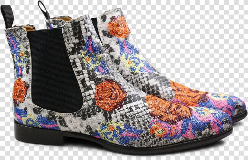 Ankle Boots Keira 6 Snake Black White Electric Blue   Chelsea Boot  HD Png DownloadTransparent PNG