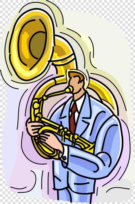 Vector Illustration Of Musician Playing Tuba Large   Tocando Tuba  HD Png DownloadTransparent PNG