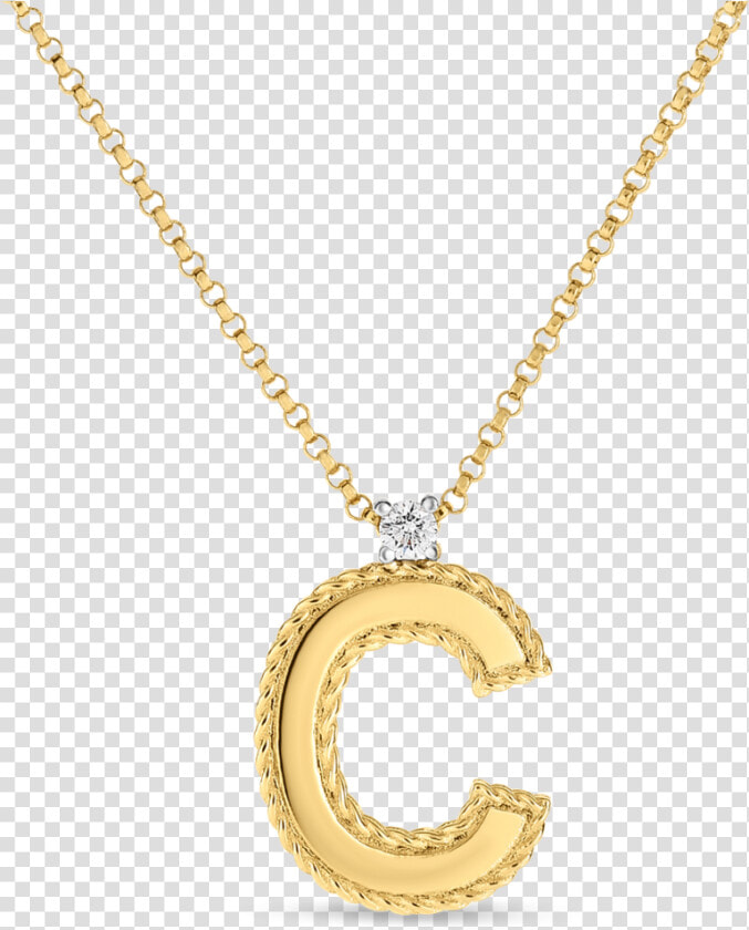 Roberto Coin Block Letter Pendant C   Letter C Necklace Gold  HD Png DownloadTransparent PNG