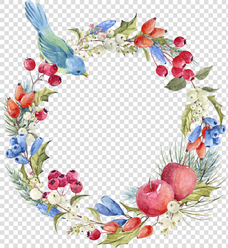 Flower Wreath Png   Зимний Венок Акварель  Transparent PngTransparent PNG