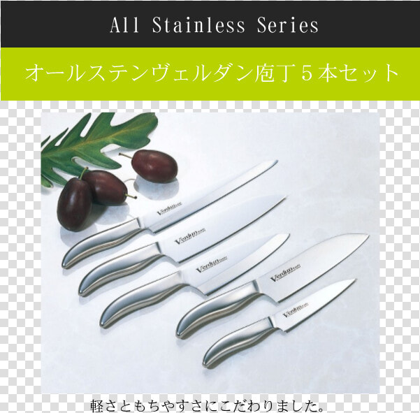 Verdun All Stainless Kitchen Knife  5 Piece Set   Knife  HD Png DownloadTransparent PNG