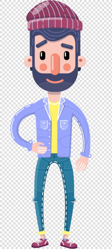 Man With Beard Cartoon Character In Flat Style   Man Beard Smile Cartoon  HD Png DownloadTransparent PNG