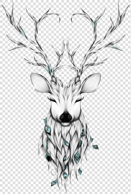 Clip Art Library Download Foto Art Design Greenery   Deer Doodle Art  HD Png DownloadTransparent PNG