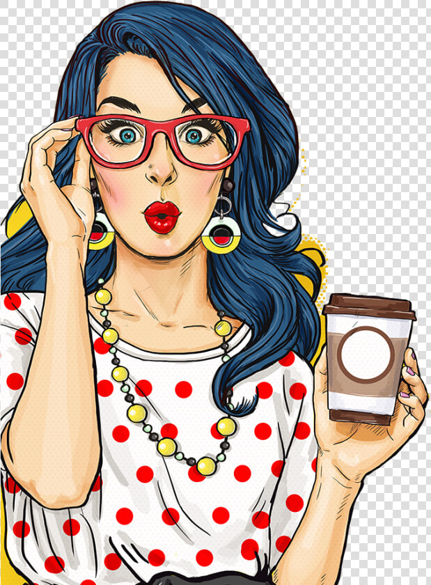 Download Licorera Media De Caldas Pop Woman Retro Hq   Cartoon Girl With Coffee  HD Png DownloadTransparent PNG