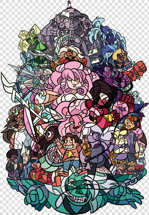 Illustration My Art Fanart Lion Cast Rose Quartz Sadie   Steven Universe Stained Glass  HD Png DownloadTransparent PNG