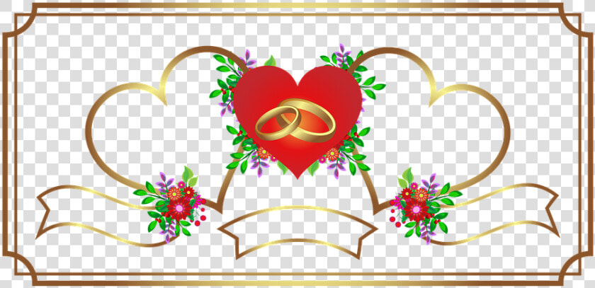 Invitation  Wedding  Heart  Gold  Congratulation   Simple Frame Design Png  Transparent PngTransparent PNG