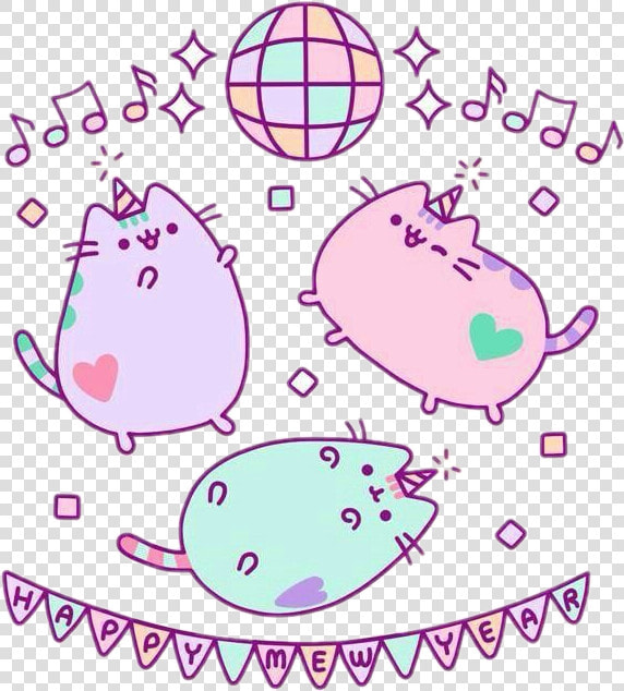  pusheen  cute  party  happynewyear  scdiscoballs  discoballs   New Year Pusheen Gif  HD Png DownloadTransparent PNG