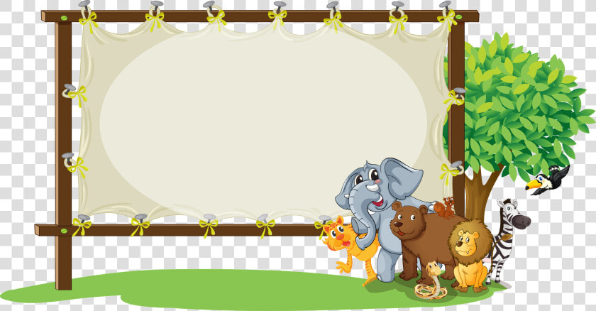 Jungle Theme Day Camp Shac   Animals With Board  HD Png DownloadTransparent PNG