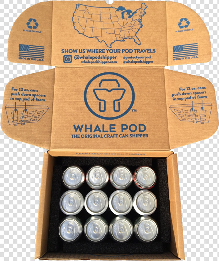 Craft Beer Shipping Box Pint Cans Whalepod Shipper  HD Png DownloadTransparent PNG