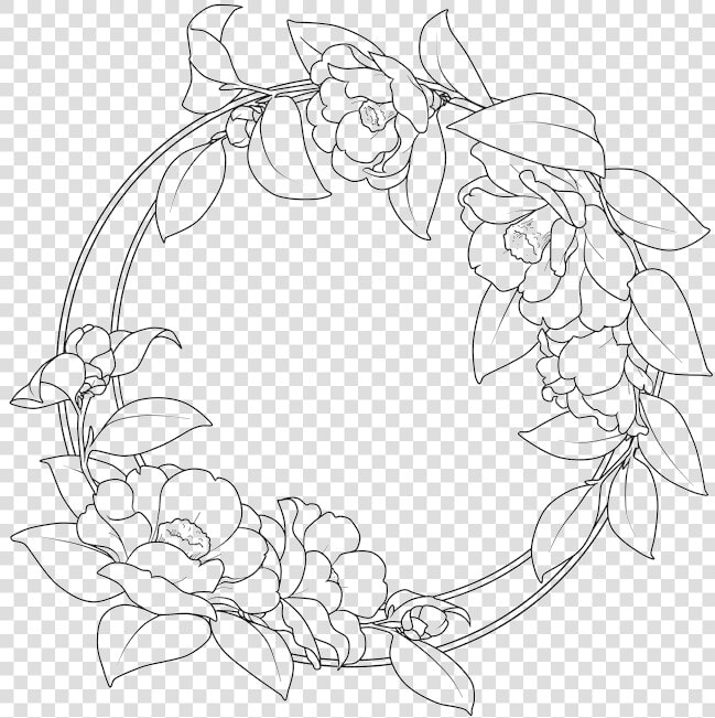 Flower Camellia Vector Artwork Border Round   Round Flower Border Design  HD Png DownloadTransparent PNG