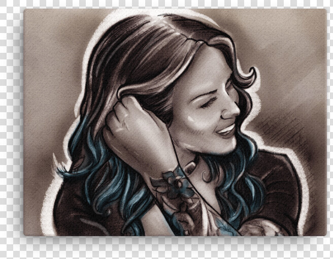 Casual Blue Hair  amp  Tattoo Girl Canvas   Hair Tattoo  HD Png DownloadTransparent PNG