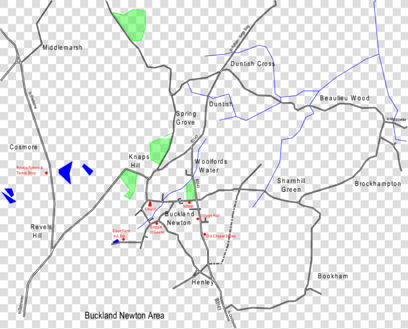 Buckland Newton Sharnhill Green Bookham Duntish Cross   Map  HD Png DownloadTransparent PNG