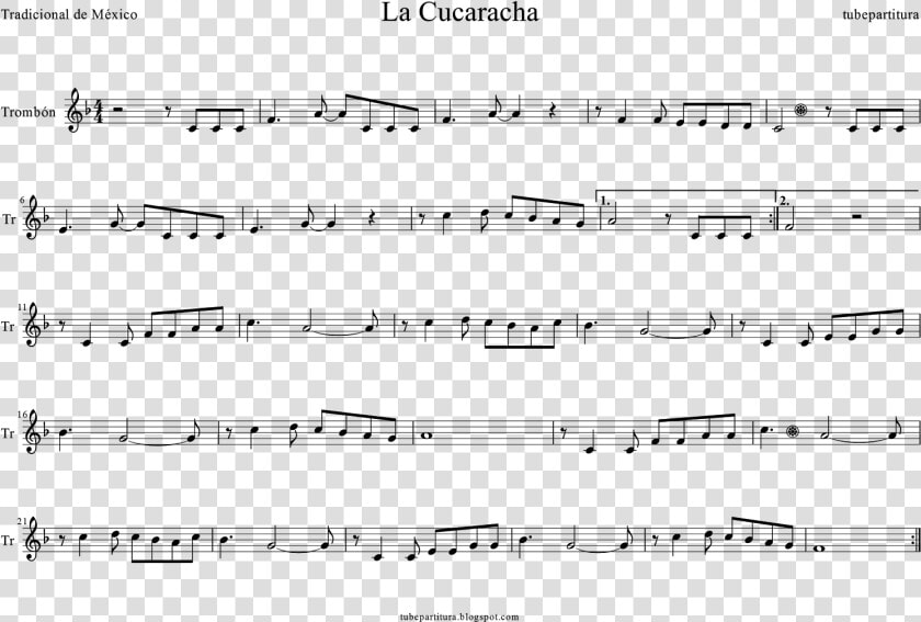 Tubescore Cockroach Song Sheet Music For Trombone Mexican   Cielito Lindo Partitura Violin  HD Png DownloadTransparent PNG