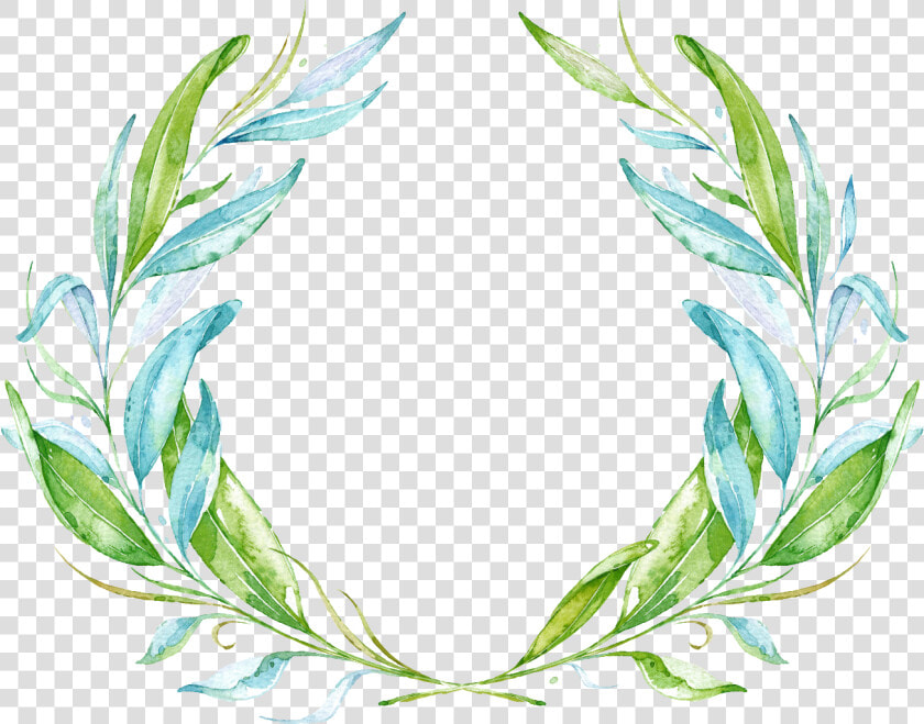 Transparent Greenery Clipart   Watercolor Frame Leaves Png  Png DownloadTransparent PNG