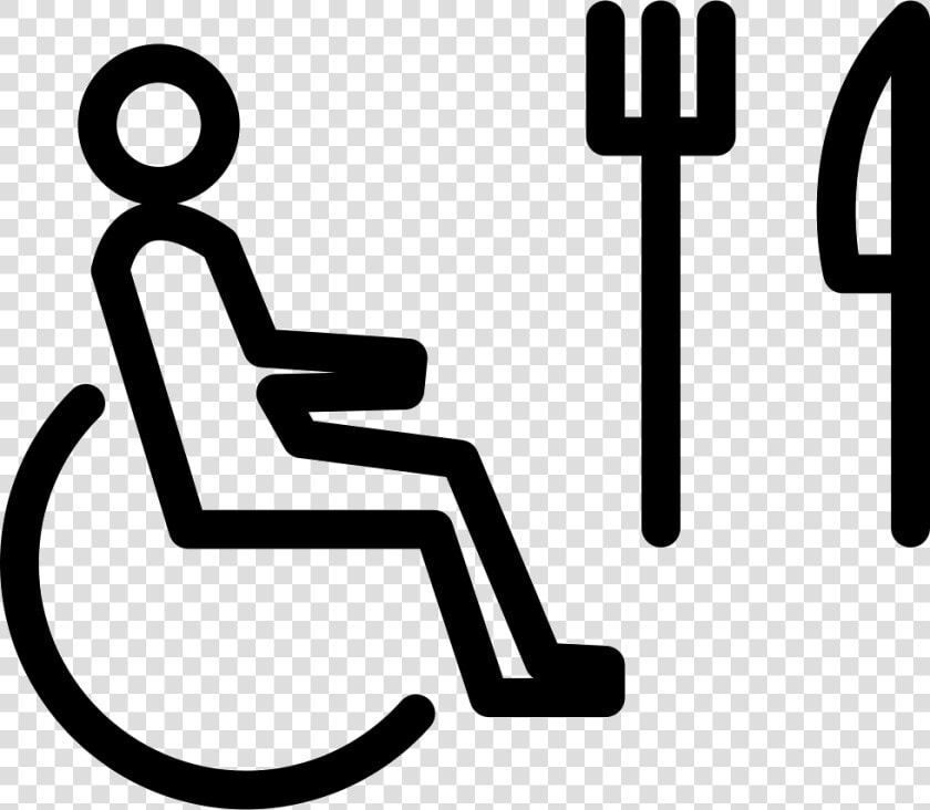 Person On Wheel Chair Outline With Fork And Knife   Wheel Chair Icons Outline  HD Png DownloadTransparent PNG