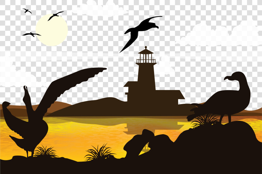 Lighthouse Sunset Silhouette Png Download   صور ظليه مدينة غروب  Transparent PngTransparent PNG