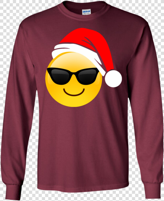 Emoji Christmas Shirt Cool Sunglasses Santa Hat Family   T shirt  HD Png DownloadTransparent PNG