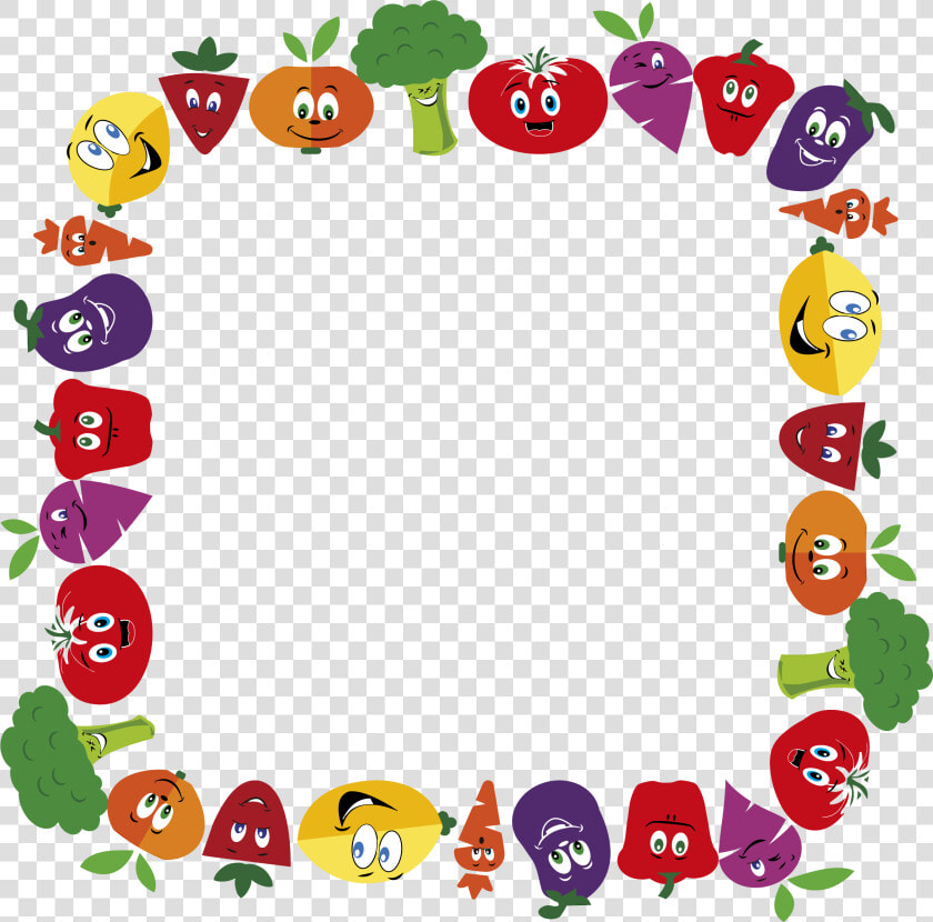 Anthropomorphic Fruits And Vegetables Frame 2 Large   Fruits And Veggies Clipart Border  HD Png DownloadTransparent PNG