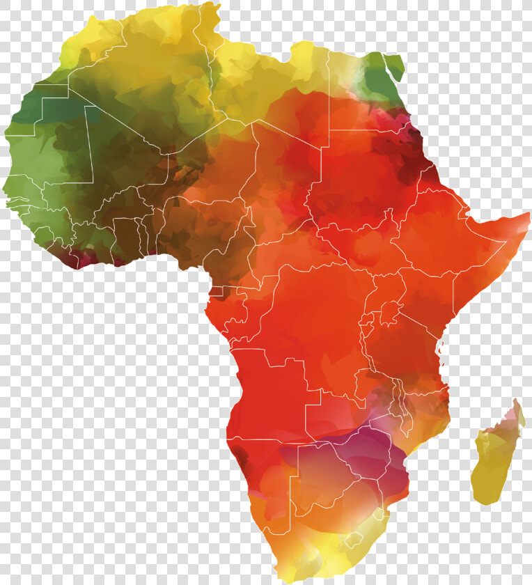 Watercolor Map Of Africa   Zimbabwe On Global Map  HD Png DownloadTransparent PNG