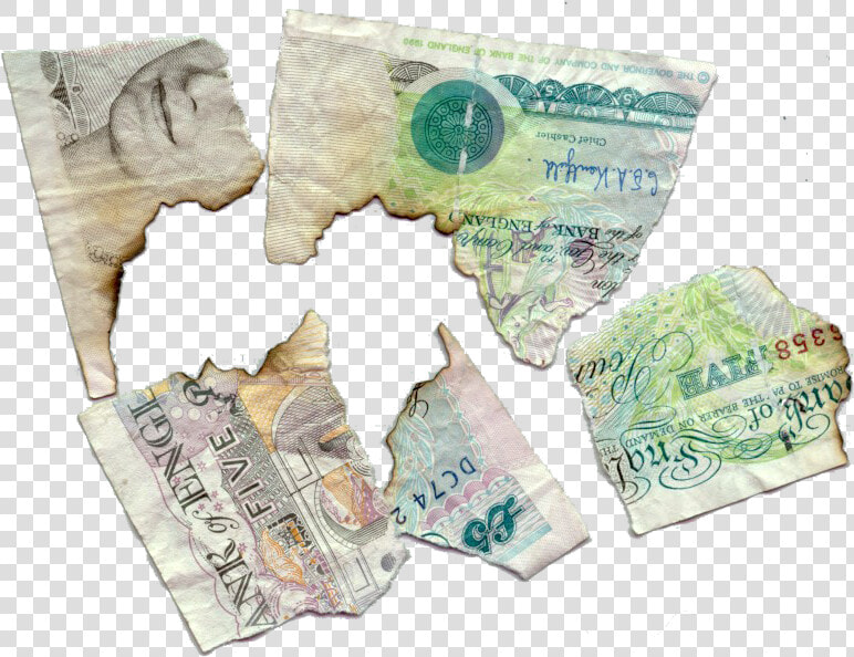 Clip Art Ripped Money   Burnt 5 Pound Note  HD Png DownloadTransparent PNG