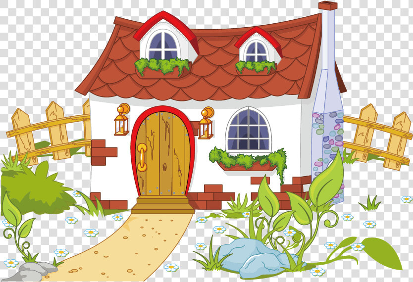 Content House And Cottage Fence Free Png Hq Clipart   House With Garden Clipart  Transparent PngTransparent PNG