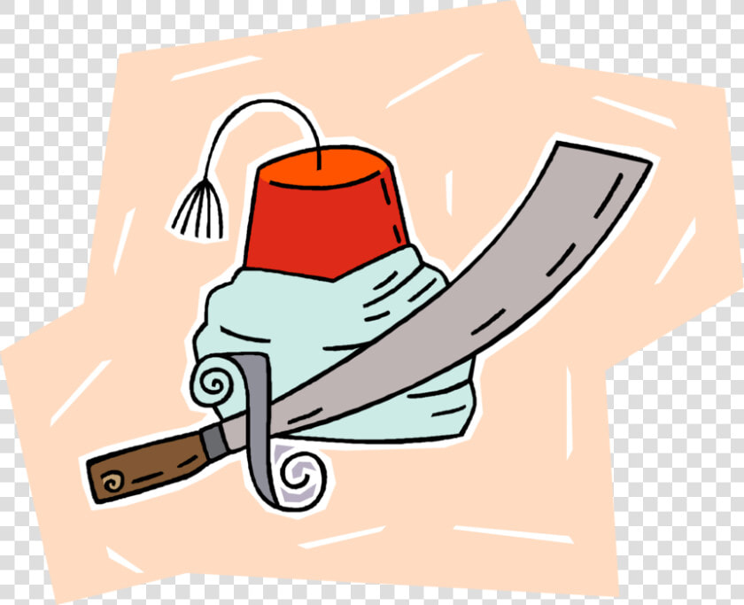 Vector Illustration Of Turkish Fez Hat And Kilij Curved  HD Png DownloadTransparent PNG