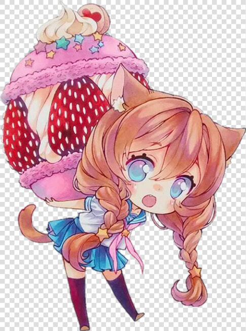  chibi  girl  chibigirl  anime  drawing  art  macaroon   Anime Food Girl Chibi  HD Png DownloadTransparent PNG