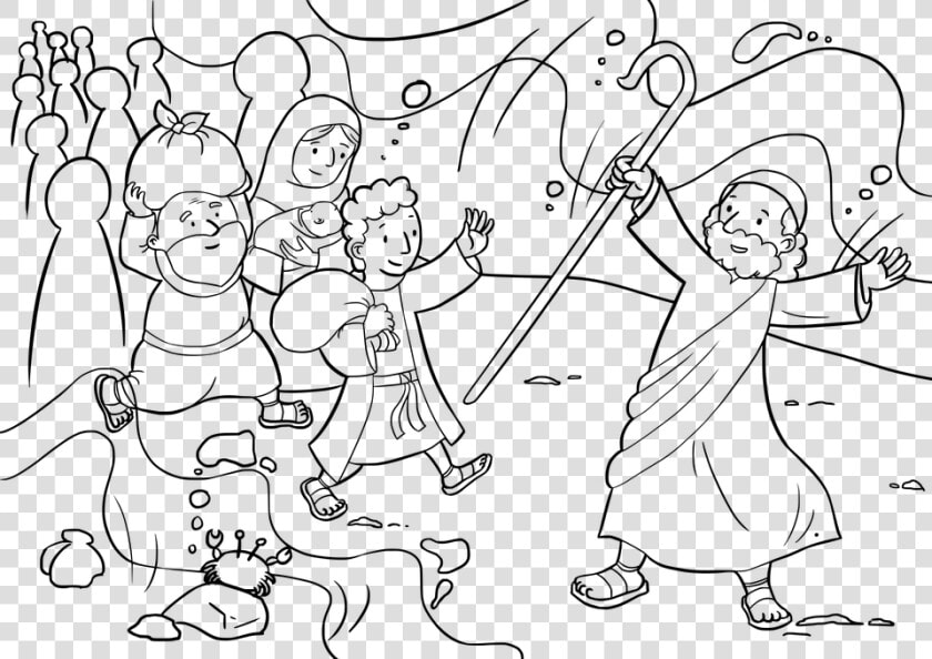 Exodus  Bible  Moses  Egypt  Ccx  Jewish  Judaism   Crossing The Red Sea Coloring Page  HD Png DownloadTransparent PNG