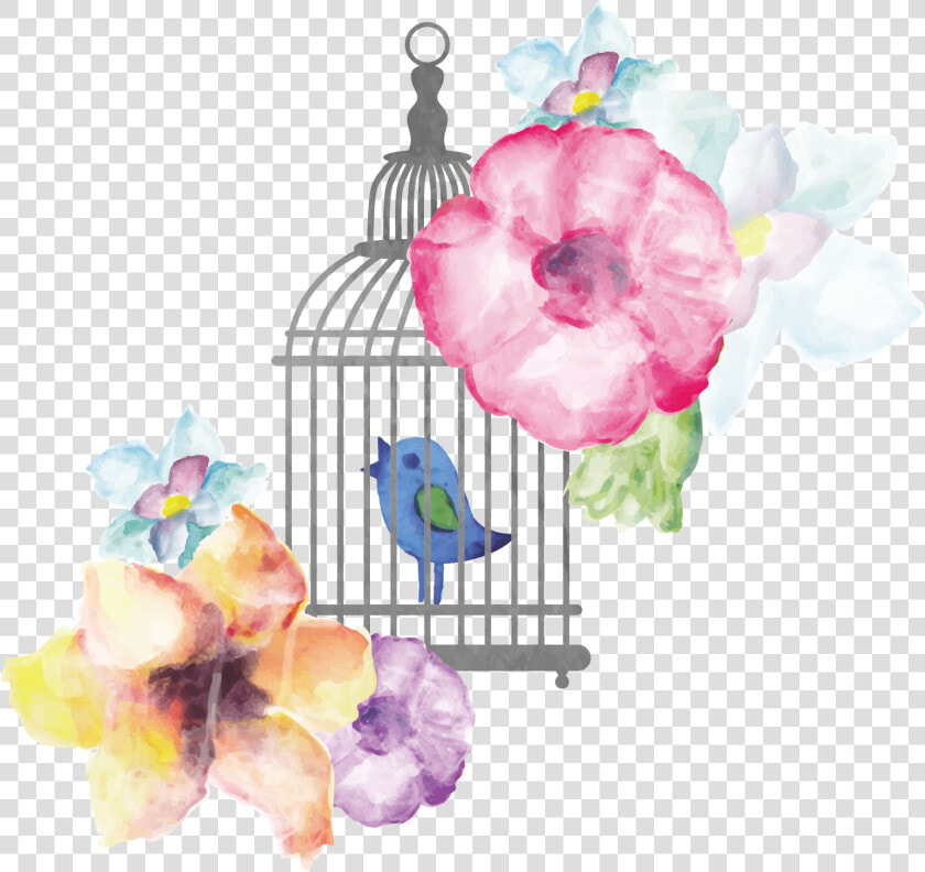 Watercolor Painting Birds And   Pajaro En Jaula Vintage  HD Png DownloadTransparent PNG