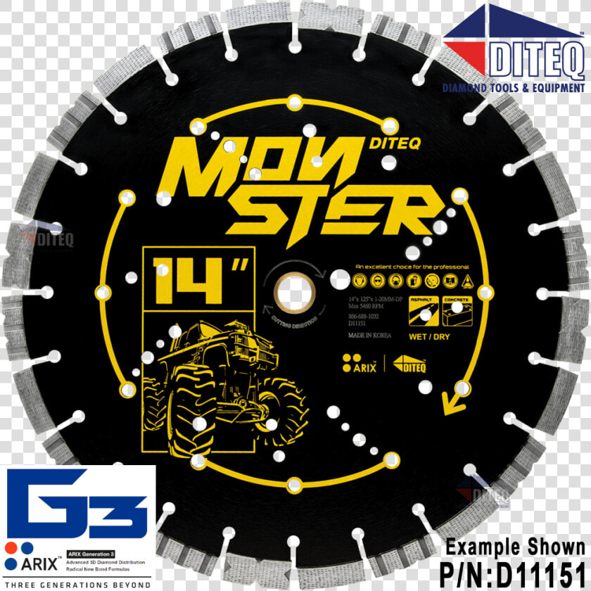 C a 33mb Arix™ Monster Concrete  amp  Asphalt Blades   Diamond Blade  HD Png DownloadTransparent PNG