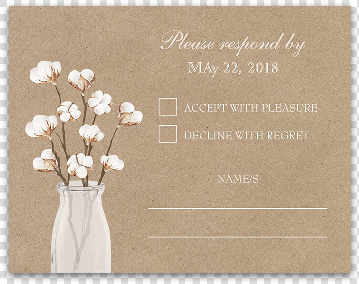 Rustic Cotton Theme Kraft Paper Wedding Rsvp Card  HD Png DownloadTransparent PNG