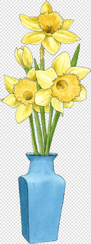 Daffs In Blue Vase   Narcissus  HD Png DownloadTransparent PNG