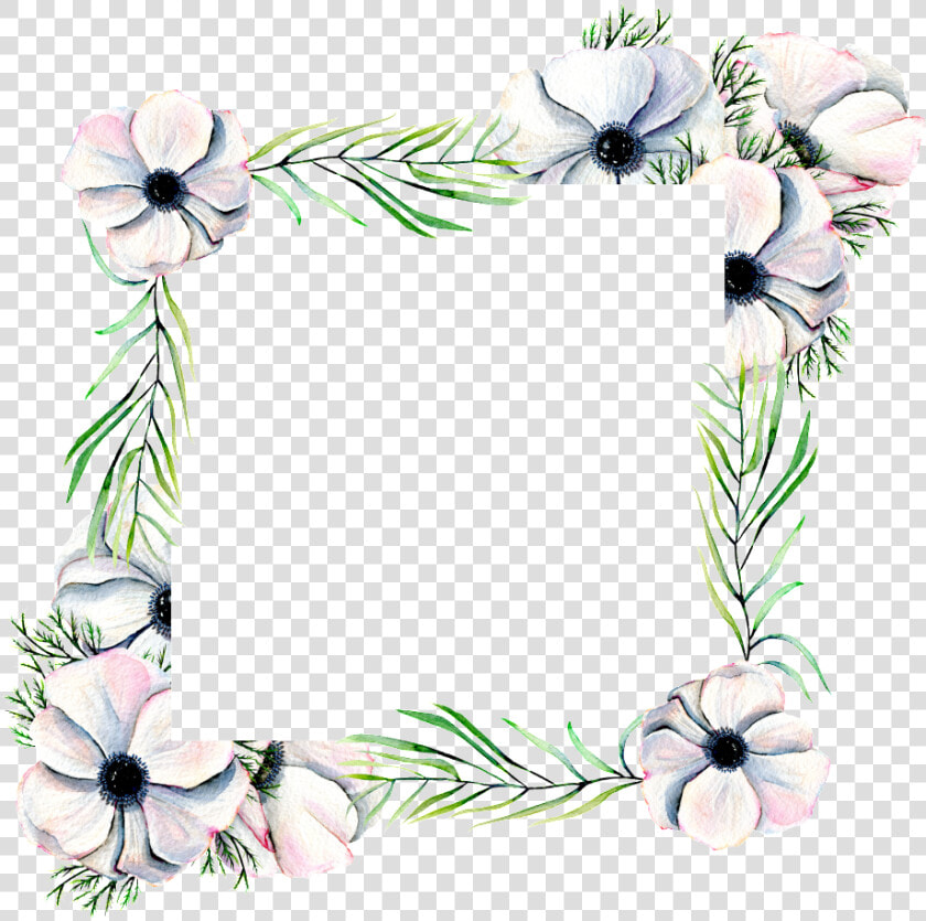 Hand Painted Diamond Flower Frame Png Transparent   Marcos De Hojas Blancas  Png DownloadTransparent PNG