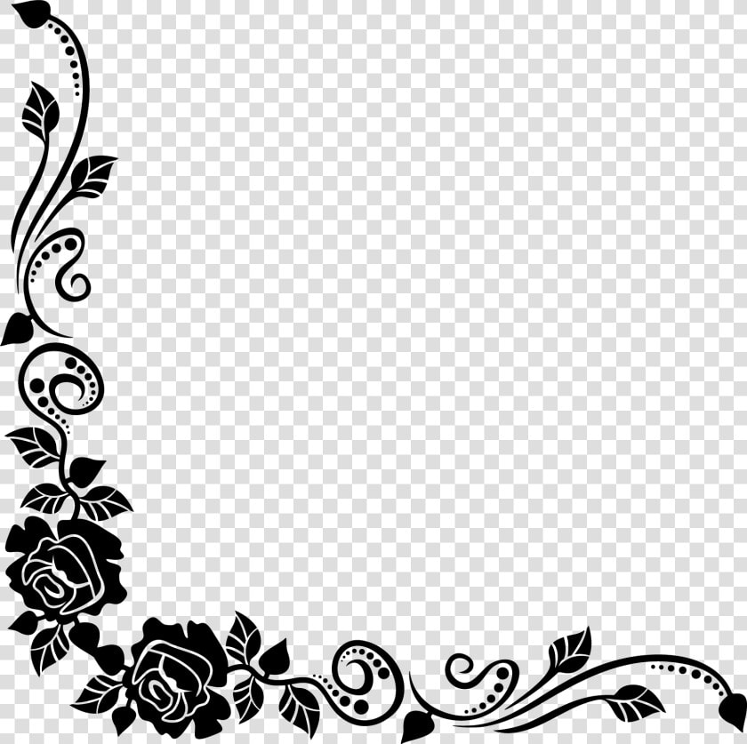 Black Floral Corner Design   Transparent Cartoons   Corner Flower Clipart Black And White  HD Png DownloadTransparent PNG