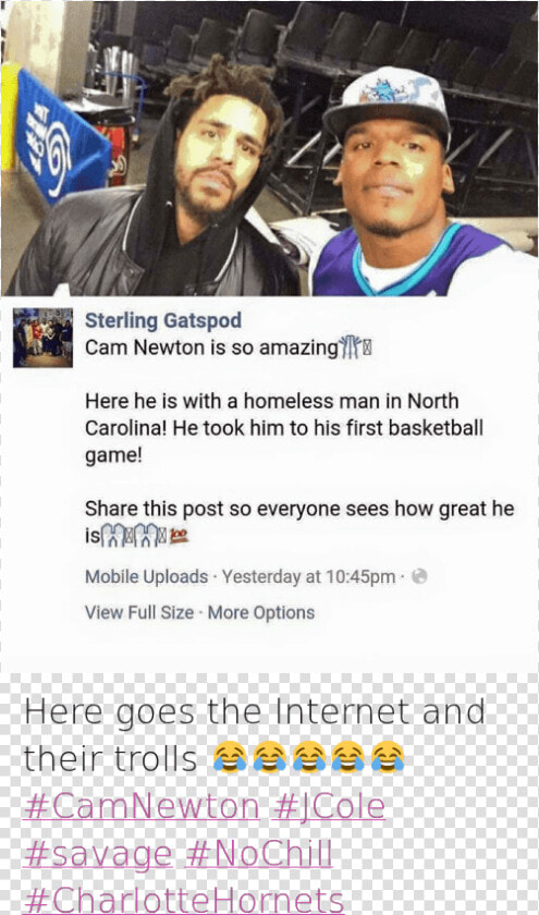 Basketball  Cam Newton  And Carolina Panthers   J Cole Homeless Guy  HD Png DownloadTransparent PNG