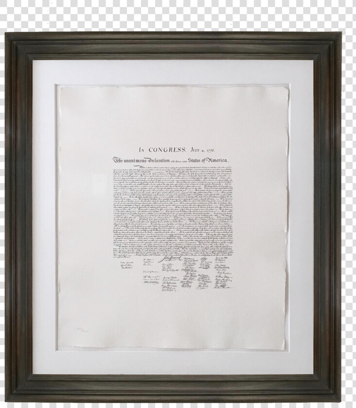 Framed Declaration Of Independence Hand Engraved Printed   Declaration Of Independence  HD Png DownloadTransparent PNG