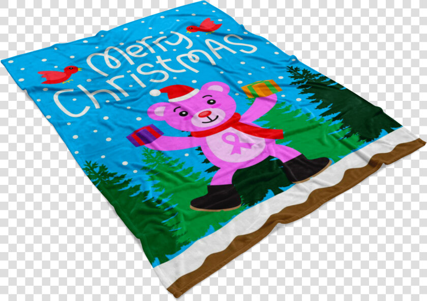 Christmas Bear Pink Ribbon Gift Blanket Data zoom   Cartoon  HD Png DownloadTransparent PNG