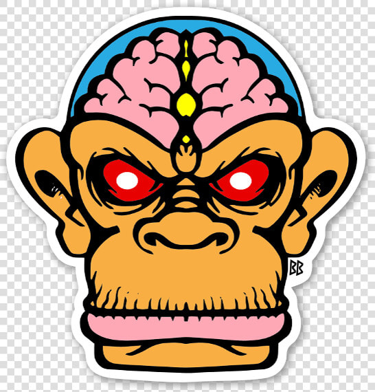 The Brain Chimp Custom Sticker   Calcomanias Png  Transparent PngTransparent PNG